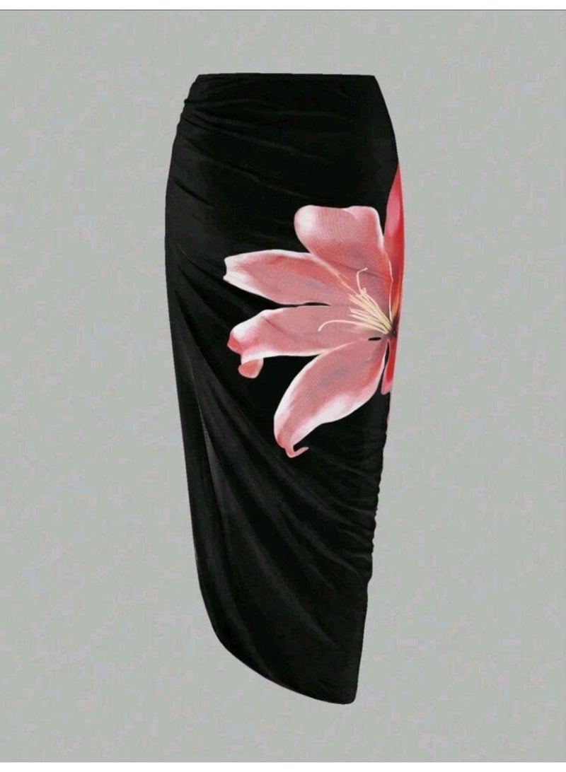 شي إن SHEIN-2pcs/Set Swim One-Piece Swimsuit With Cover-Up Skirt - Image 5